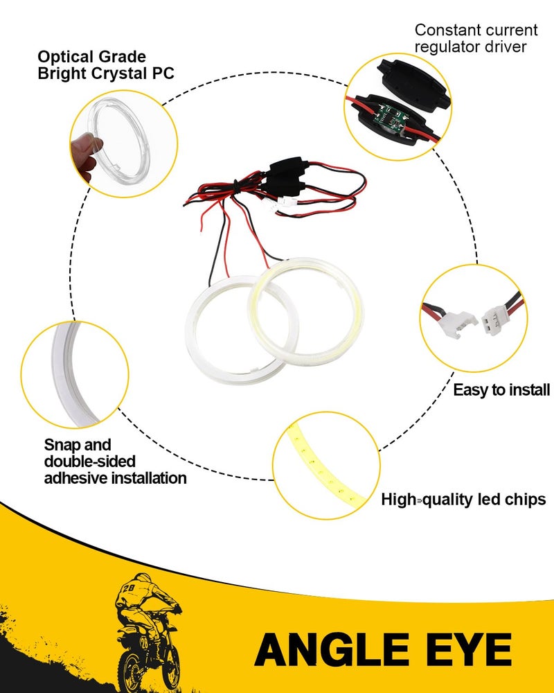 Qasim 2 Pcs White 80MM Car Angel Eyes Halo Rings COB Light Circle Ring LED Fog Light Bulbs DRL Lamp with Plastic Cover 12V 24V - Image 3